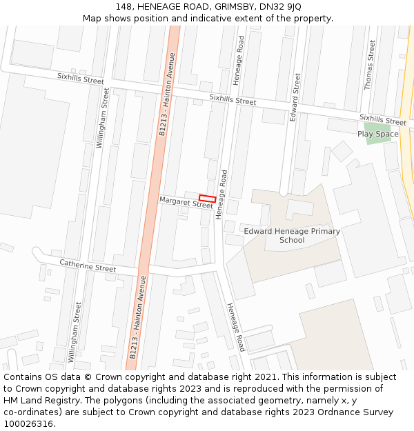 148, HENEAGE ROAD, GRIMSBY, DN32 9JQ: Location map and indicative extent of plot