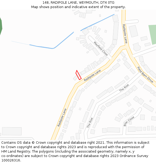 148, RADIPOLE LANE, WEYMOUTH, DT4 0TG: Location map and indicative extent of plot