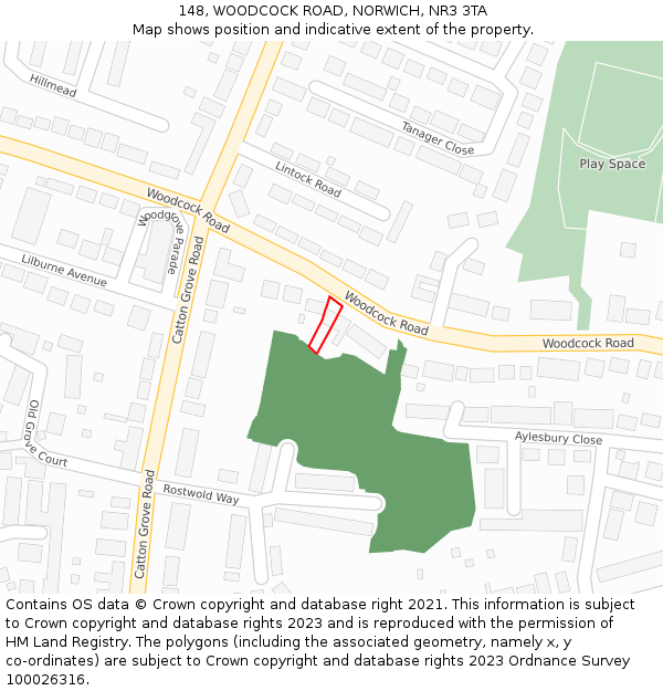 148, WOODCOCK ROAD, NORWICH, NR3 3TA: Location map and indicative extent of plot