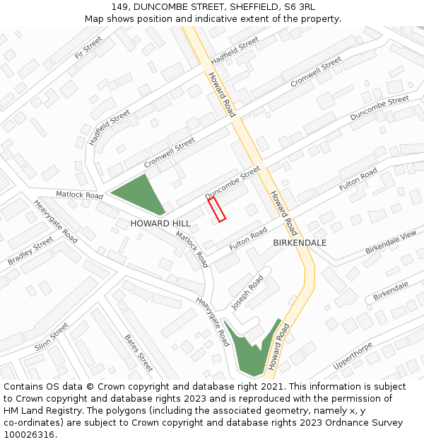 149, DUNCOMBE STREET, SHEFFIELD, S6 3RL: Location map and indicative extent of plot
