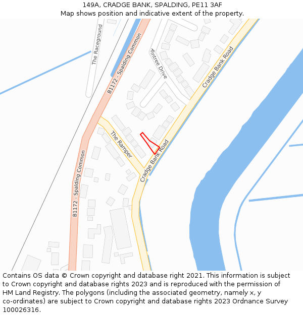 149A, CRADGE BANK, SPALDING, PE11 3AF: Location map and indicative extent of plot