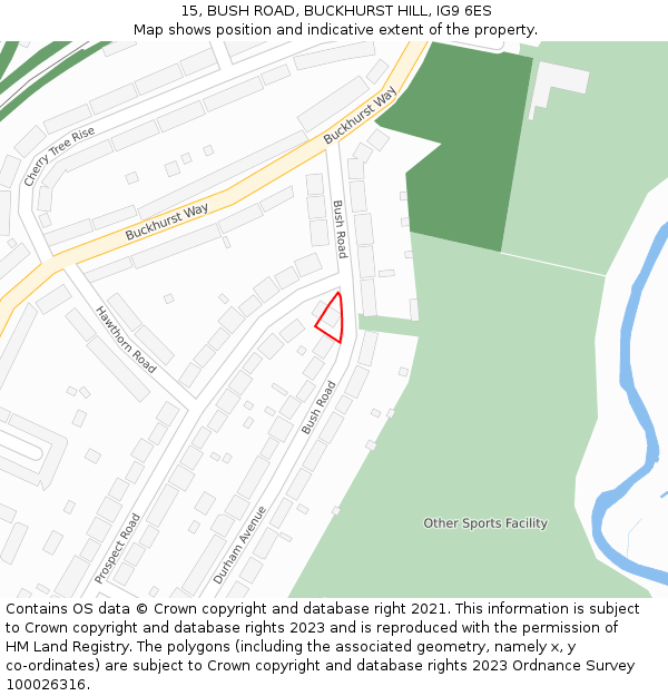 15, BUSH ROAD, BUCKHURST HILL, IG9 6ES: Location map and indicative extent of plot