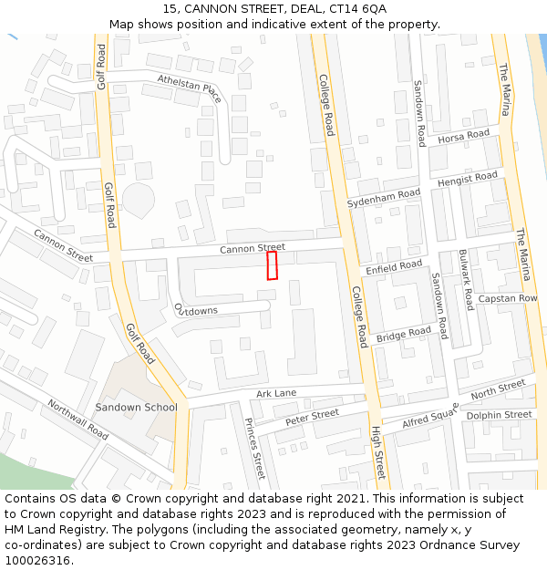 15, CANNON STREET, DEAL, CT14 6QA: Location map and indicative extent of plot