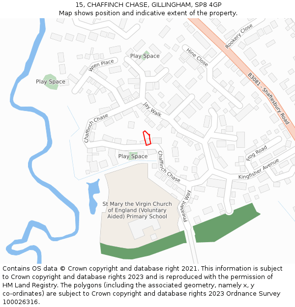 15, CHAFFINCH CHASE, GILLINGHAM, SP8 4GP: Location map and indicative extent of plot