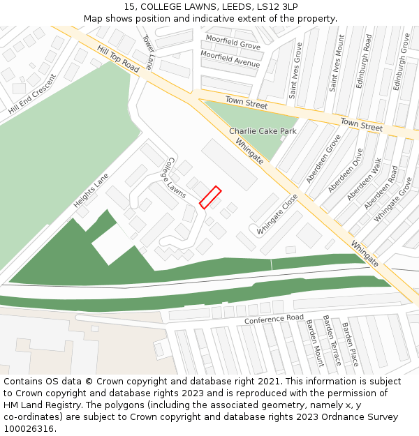 15, COLLEGE LAWNS, LEEDS, LS12 3LP: Location map and indicative extent of plot