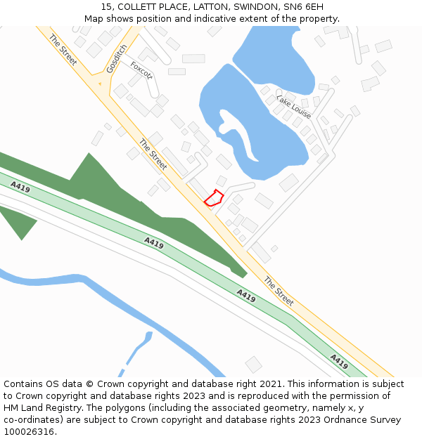 15, COLLETT PLACE, LATTON, SWINDON, SN6 6EH: Location map and indicative extent of plot