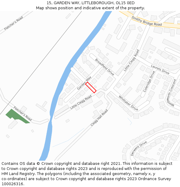 15, GARDEN WAY, LITTLEBOROUGH, OL15 0ED: Location map and indicative extent of plot