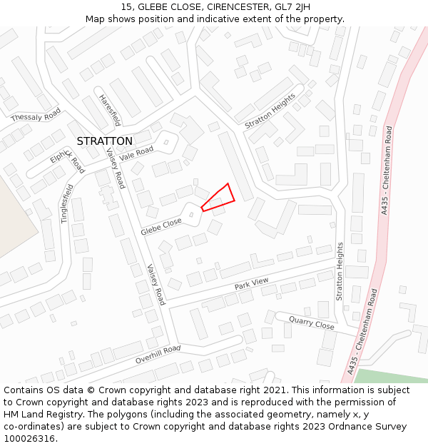 15, GLEBE CLOSE, CIRENCESTER, GL7 2JH: Location map and indicative extent of plot