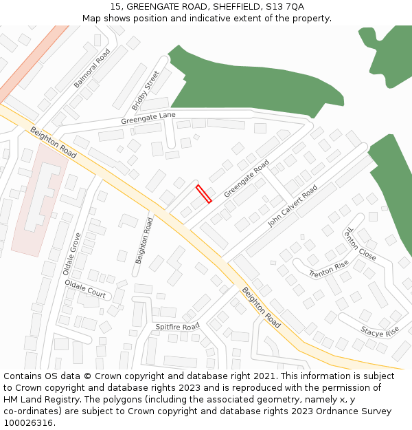 15, GREENGATE ROAD, SHEFFIELD, S13 7QA: Location map and indicative extent of plot