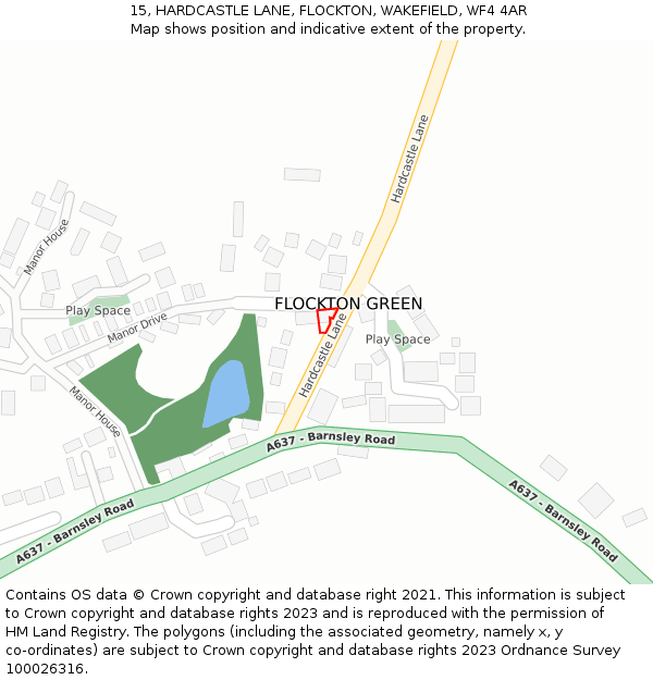 15, HARDCASTLE LANE, FLOCKTON, WAKEFIELD, WF4 4AR: Location map and indicative extent of plot