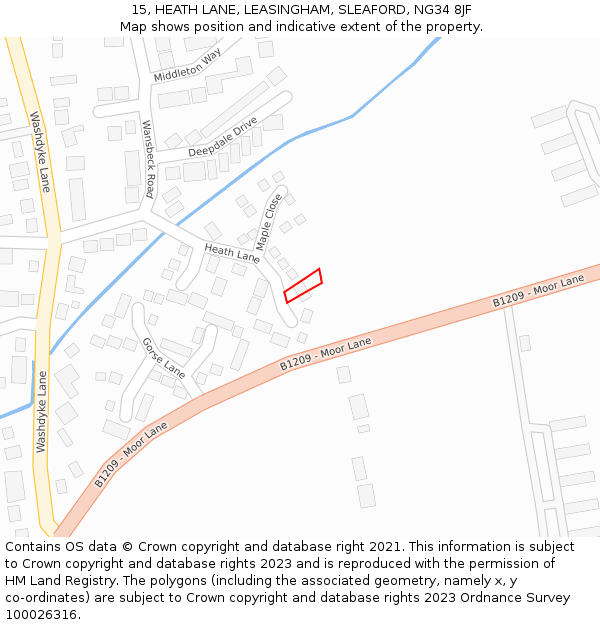 15, HEATH LANE, LEASINGHAM, SLEAFORD, NG34 8JF: Location map and indicative extent of plot