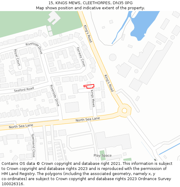 15, KINGS MEWS, CLEETHORPES, DN35 0PG: Location map and indicative extent of plot