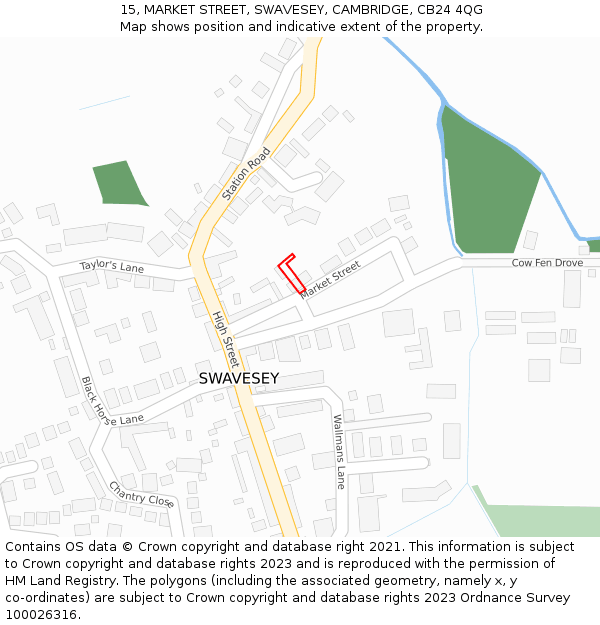 15, MARKET STREET, SWAVESEY, CAMBRIDGE, CB24 4QG: Location map and indicative extent of plot