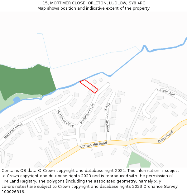 15, MORTIMER CLOSE, ORLETON, LUDLOW, SY8 4PG: Location map and indicative extent of plot