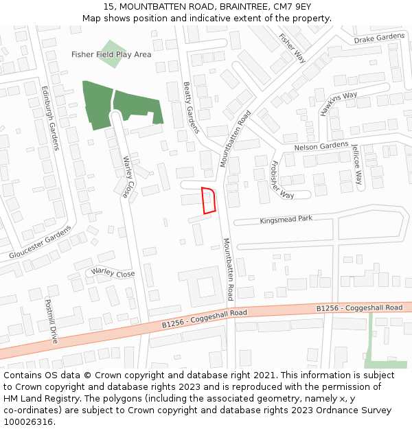 15, MOUNTBATTEN ROAD, BRAINTREE, CM7 9EY: Location map and indicative extent of plot