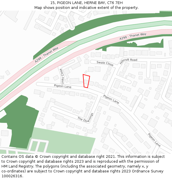 15, PIGEON LANE, HERNE BAY, CT6 7EH: Location map and indicative extent of plot