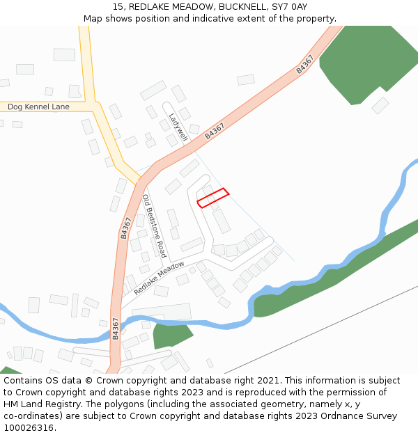 15, REDLAKE MEADOW, BUCKNELL, SY7 0AY: Location map and indicative extent of plot