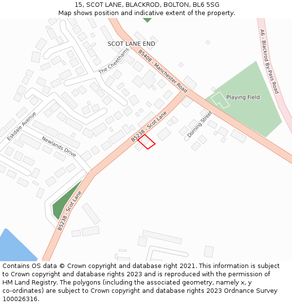 15, SCOT LANE, BLACKROD, BOLTON, BL6 5SG: Location map and indicative extent of plot