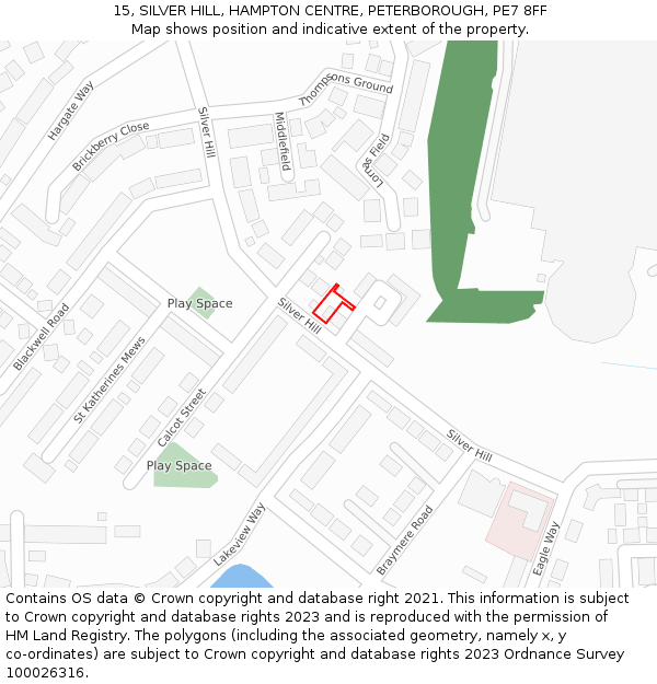 15, SILVER HILL, HAMPTON CENTRE, PETERBOROUGH, PE7 8FF: Location map and indicative extent of plot