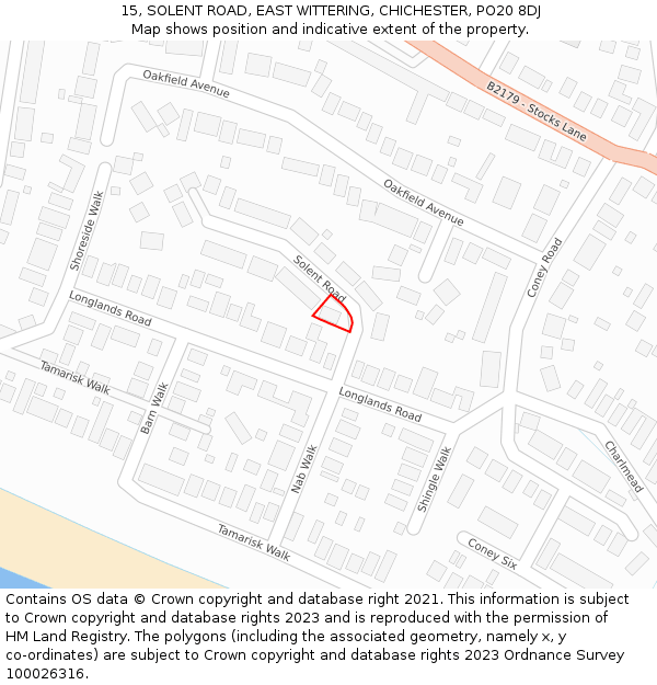 15, SOLENT ROAD, EAST WITTERING, CHICHESTER, PO20 8DJ: Location map and indicative extent of plot