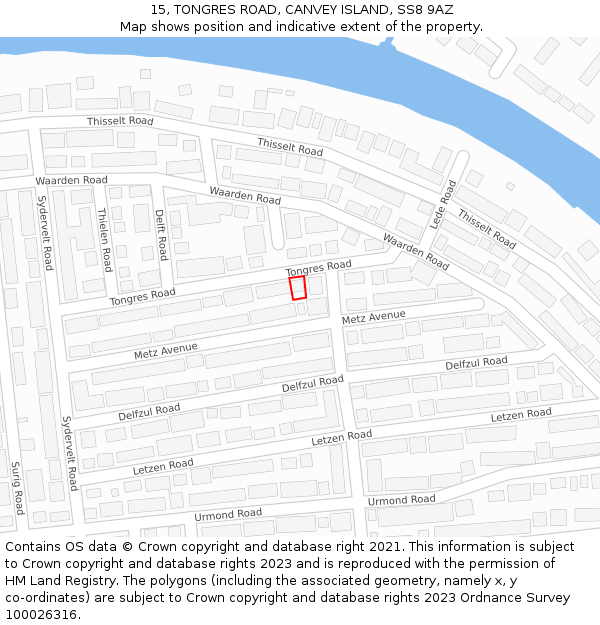 15, TONGRES ROAD, CANVEY ISLAND, SS8 9AZ: Location map and indicative extent of plot