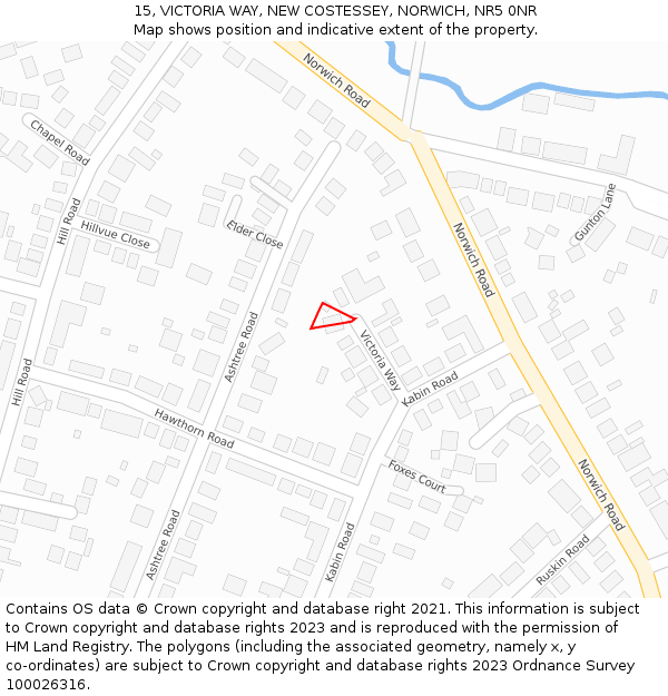 15, VICTORIA WAY, NEW COSTESSEY, NORWICH, NR5 0NR: Location map and indicative extent of plot