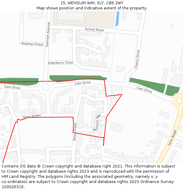 15, WENSUM WAY, ELY, CB6 2WY: Location map and indicative extent of plot