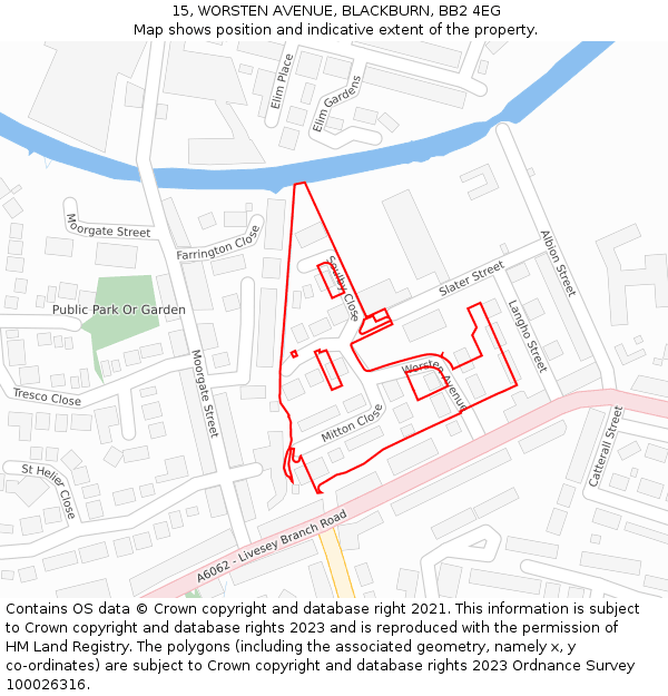 15, WORSTEN AVENUE, BLACKBURN, BB2 4EG: Location map and indicative extent of plot