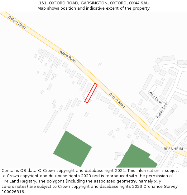 151, OXFORD ROAD, GARSINGTON, OXFORD, OX44 9AU: Location map and indicative extent of plot