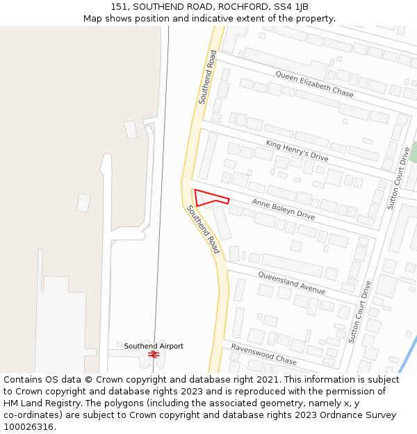 151, SOUTHEND ROAD, ROCHFORD, SS4 1JB: Location map and indicative extent of plot