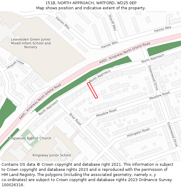 151B, NORTH APPROACH, WATFORD, WD25 0EP: Location map and indicative extent of plot