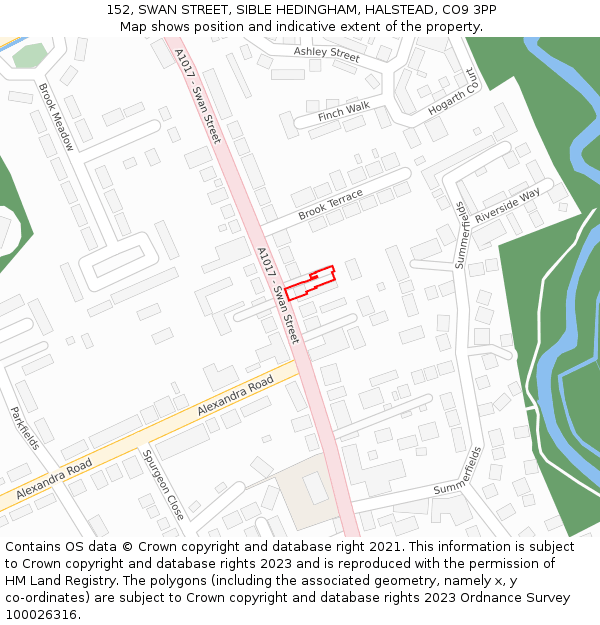 152, SWAN STREET, SIBLE HEDINGHAM, HALSTEAD, CO9 3PP: Location map and indicative extent of plot