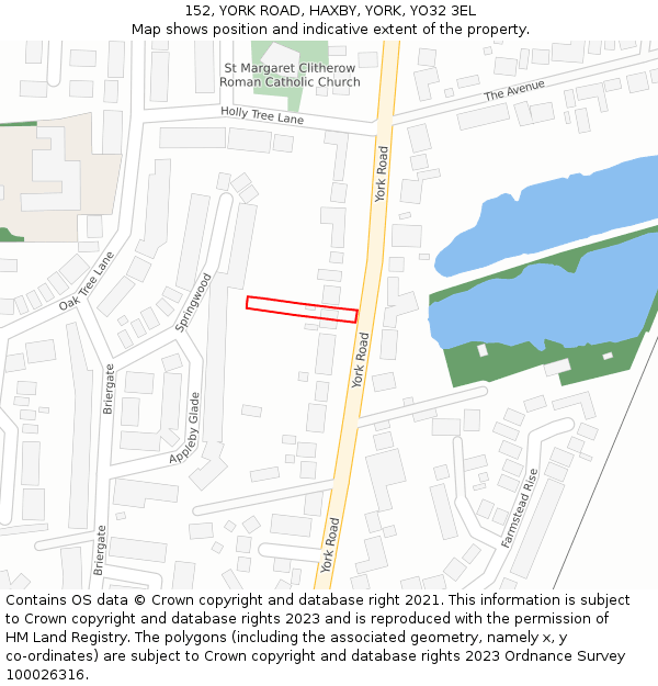 152, YORK ROAD, HAXBY, YORK, YO32 3EL: Location map and indicative extent of plot