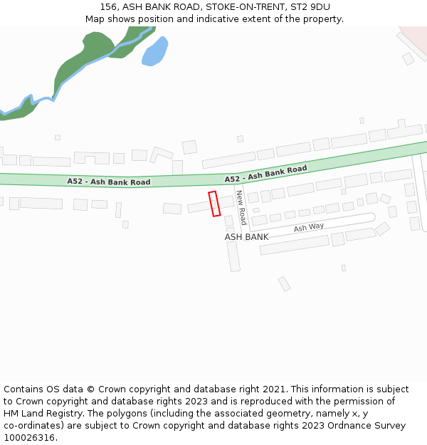 156, ASH BANK ROAD, STOKE-ON-TRENT, ST2 9DU: Location map and indicative extent of plot