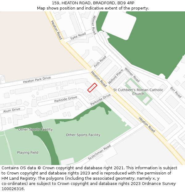 159, HEATON ROAD, BRADFORD, BD9 4RP: Location map and indicative extent of plot
