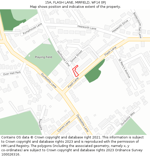 15A, FLASH LANE, MIRFIELD, WF14 0PJ: Location map and indicative extent of plot