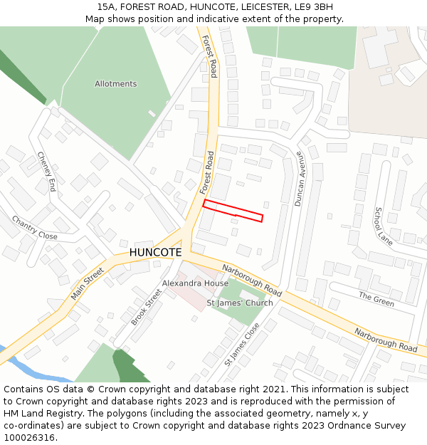 15A, FOREST ROAD, HUNCOTE, LEICESTER, LE9 3BH: Location map and indicative extent of plot