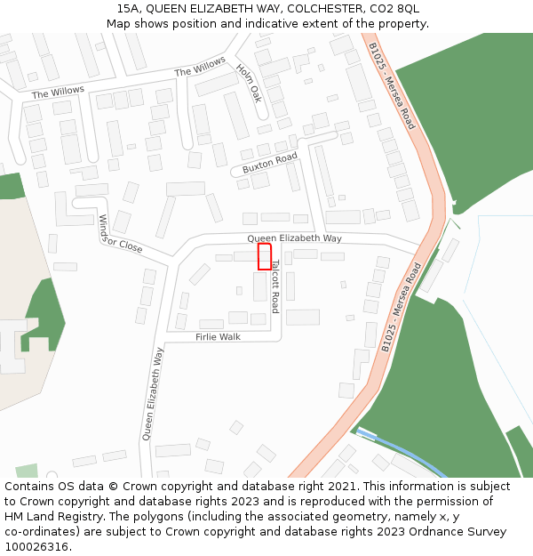 15A, QUEEN ELIZABETH WAY, COLCHESTER, CO2 8QL: Location map and indicative extent of plot