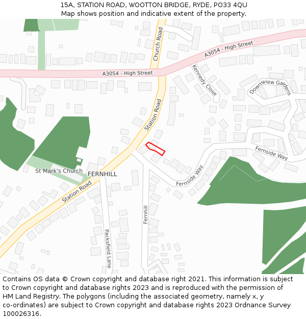 15A, STATION ROAD, WOOTTON BRIDGE, RYDE, PO33 4QU: Location map and indicative extent of plot