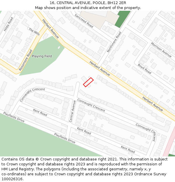 16, CENTRAL AVENUE, POOLE, BH12 2ER: Location map and indicative extent of plot