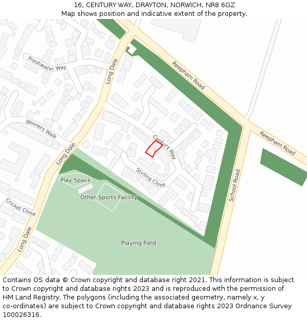 16, CENTURY WAY, DRAYTON, NORWICH, NR8 6GZ: Location map and indicative extent of plot