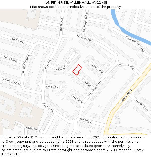 16, FENN RISE, WILLENHALL, WV12 4SJ: Location map and indicative extent of plot