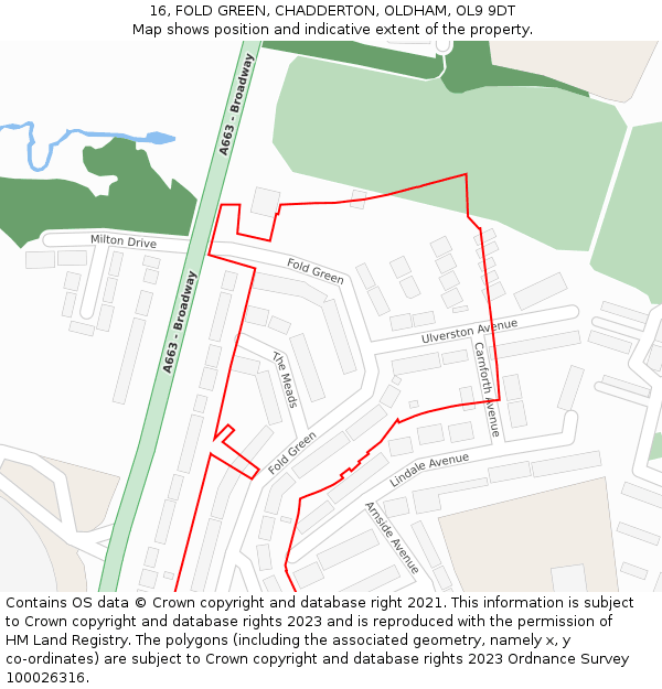 16, FOLD GREEN, CHADDERTON, OLDHAM, OL9 9DT: Location map and indicative extent of plot