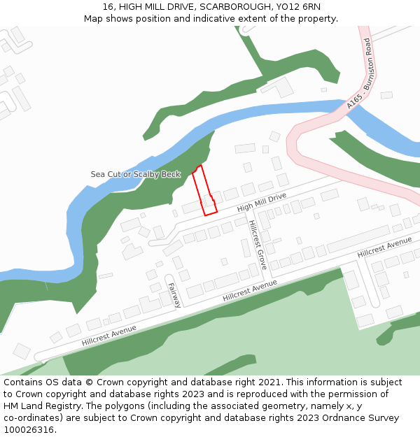 16, HIGH MILL DRIVE, SCARBOROUGH, YO12 6RN: Location map and indicative extent of plot