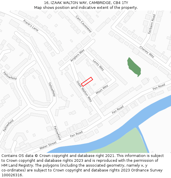 16, IZAAK WALTON WAY, CAMBRIDGE, CB4 1TY: Location map and indicative extent of plot