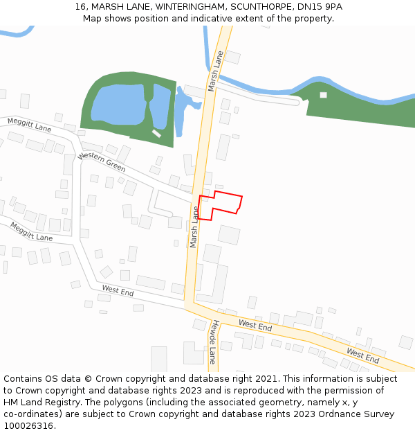 16, MARSH LANE, WINTERINGHAM, SCUNTHORPE, DN15 9PA: Location map and indicative extent of plot