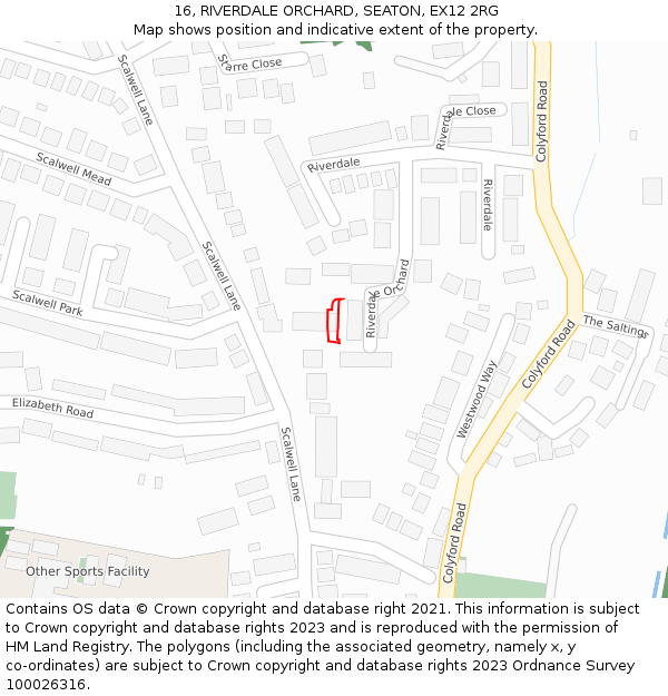 16, RIVERDALE ORCHARD, SEATON, EX12 2RG: Location map and indicative extent of plot