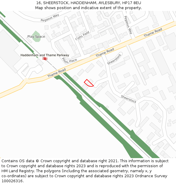 16, SHEERSTOCK, HADDENHAM, AYLESBURY, HP17 8EU: Location map and indicative extent of plot