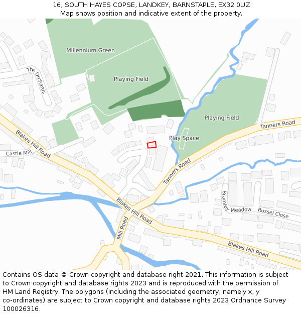 16, SOUTH HAYES COPSE, LANDKEY, BARNSTAPLE, EX32 0UZ: Location map and indicative extent of plot