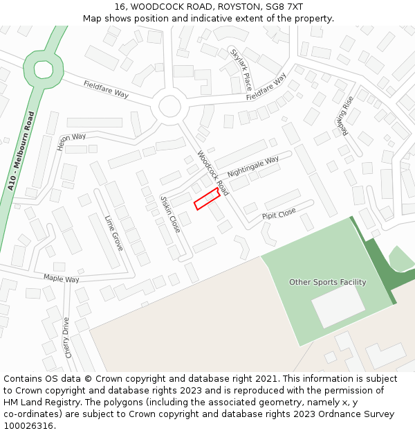 16, WOODCOCK ROAD, ROYSTON, SG8 7XT: Location map and indicative extent of plot